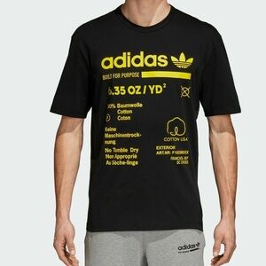 Adidas DM1486 Kaval Black Yellow GPR Mens Large Graphic Trefoil Logo T Shirt